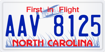 NC license plate AAV8125