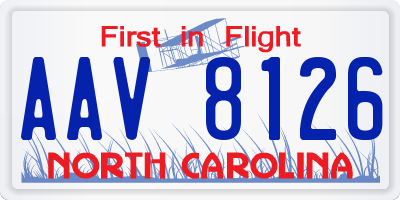 NC license plate AAV8126