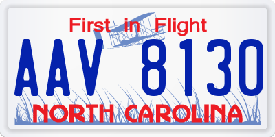 NC license plate AAV8130