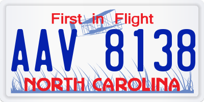 NC license plate AAV8138