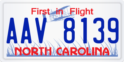 NC license plate AAV8139