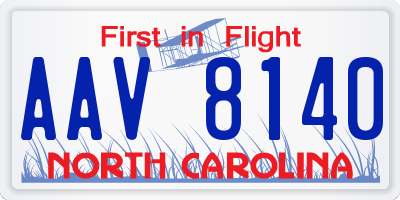 NC license plate AAV8140