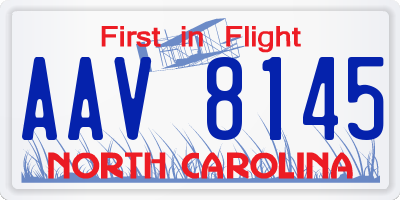 NC license plate AAV8145