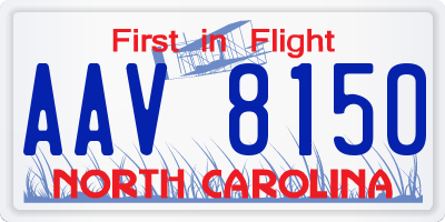 NC license plate AAV8150