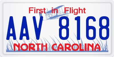 NC license plate AAV8168