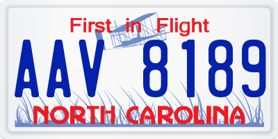 NC license plate AAV8189
