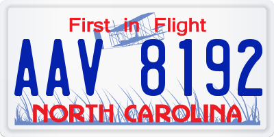 NC license plate AAV8192