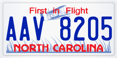 NC license plate AAV8205