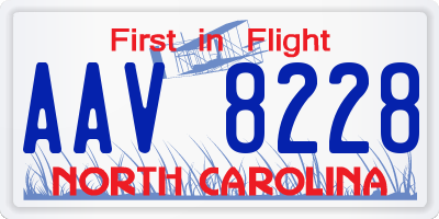 NC license plate AAV8228