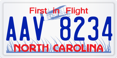 NC license plate AAV8234