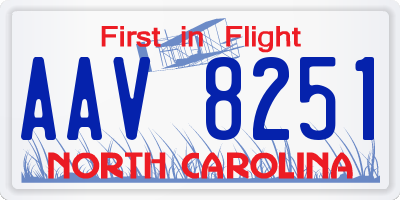 NC license plate AAV8251