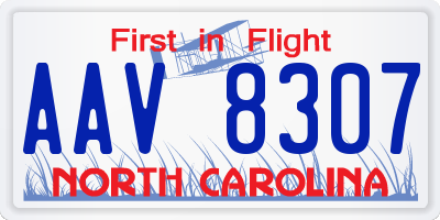 NC license plate AAV8307