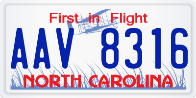 NC license plate AAV8316