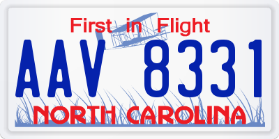 NC license plate AAV8331