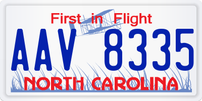 NC license plate AAV8335