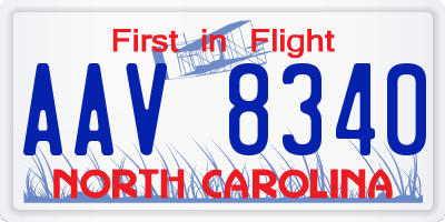 NC license plate AAV8340