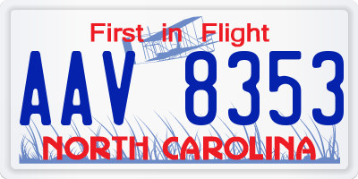NC license plate AAV8353