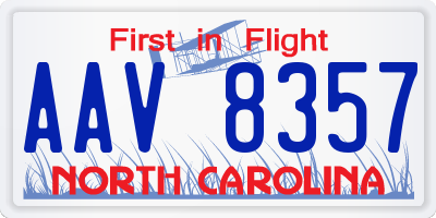 NC license plate AAV8357