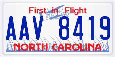 NC license plate AAV8419