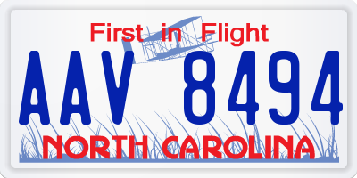 NC license plate AAV8494