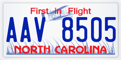 NC license plate AAV8505