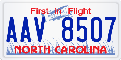 NC license plate AAV8507