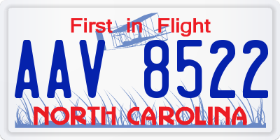 NC license plate AAV8522