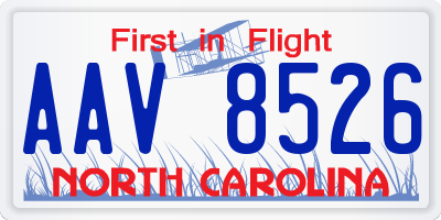 NC license plate AAV8526