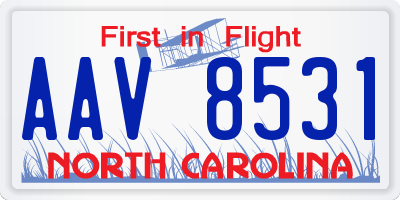 NC license plate AAV8531