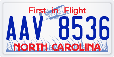 NC license plate AAV8536