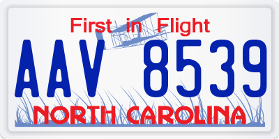 NC license plate AAV8539