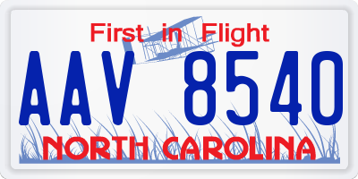 NC license plate AAV8540