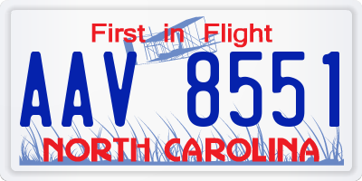 NC license plate AAV8551