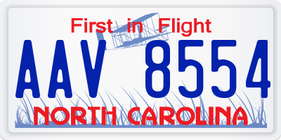 NC license plate AAV8554