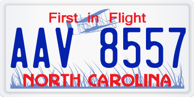 NC license plate AAV8557
