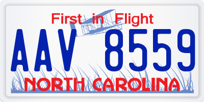 NC license plate AAV8559