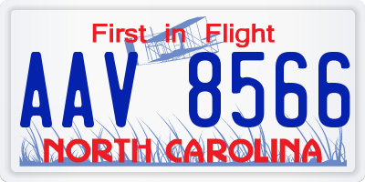 NC license plate AAV8566