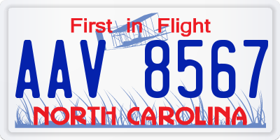 NC license plate AAV8567
