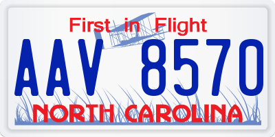 NC license plate AAV8570
