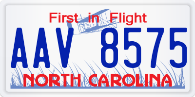 NC license plate AAV8575
