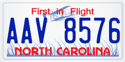 NC license plate AAV8576