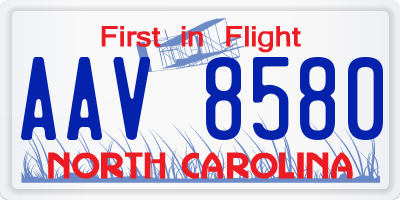 NC license plate AAV8580