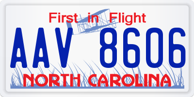 NC license plate AAV8606