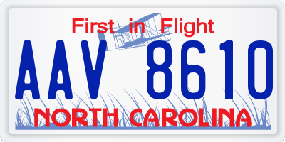 NC license plate AAV8610
