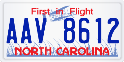 NC license plate AAV8612