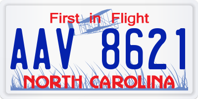 NC license plate AAV8621