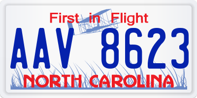 NC license plate AAV8623