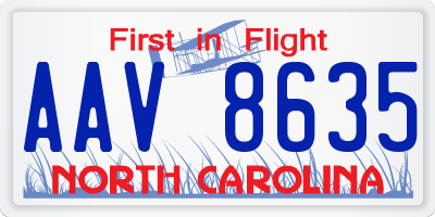 NC license plate AAV8635