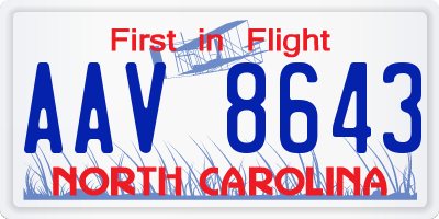 NC license plate AAV8643