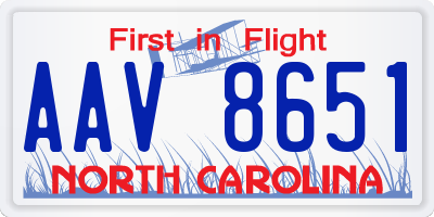 NC license plate AAV8651